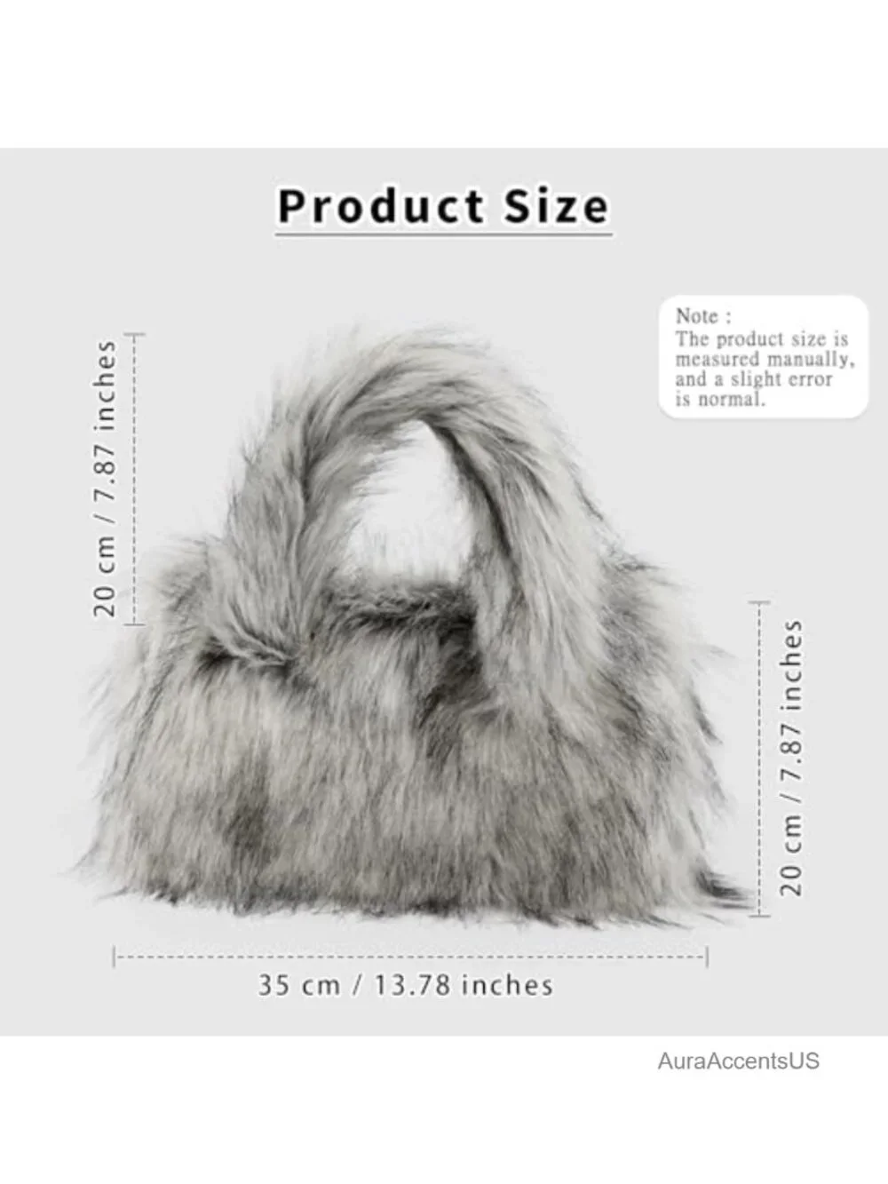 Faux Fur Hobo Tote Handbag Fuzzy Lightweight Top Handle Purse for Women
